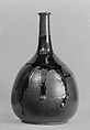 Bottle, Clay; brown metallic glaze and thick overglaze (Zeze ware), Japan