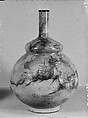 Wine bottle, Clay, finely crackled glaze with stains; decoration in underglaze blue (Kiyomizu ware), Japan
