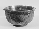 Bowl, Clay incised with design under brown glaze; foot unglazed; (Banko ware), Japan