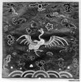 Rank Badge with Manchurian Crane, Silk, metallic thread, China