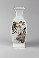 Vase with landscape, Porcelain painted in overglaze black and red enamels (Jingdezhen ware), China