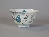 Bowl with figures in a garden, Porcelain painted in overglaze polychrome enamels (Jingdezhen ware), China