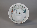 Bowl with figures in a garden, Porcelain painted in overglaze polychrome enamels (Jingdezhen ware), China