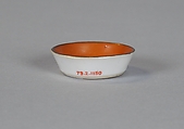 Cup (from a set of eight), Porcelain with iron-red glaze, painted in overglaze polychrome enamels, China