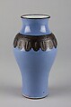 Vase, Porcelain with blue glaze and biscuit relief band representing bronze (Jingdezhen ware), China