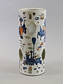 Brush Holder, Porcelain painted in underglaze blue and overglaze polychrome enamels, China