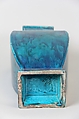 Square vase, Porcelain with streaked turquoise glaze (Jingdezhen ware), China