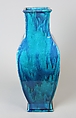Square vase, Porcelain with streaked turquoise glaze (Jingdezhen ware), China