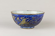 Bowl, Porcelain painted in underglaze blue and overglaze yellow enamel, China