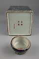Tea caddy with flowers, Porcelain with polychrome enamels over a blue ground (Jingdezhen ware), China