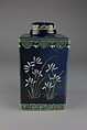 Tea caddy with flowers, Porcelain with polychrome enamels over a blue ground (Jingdezhen ware), China