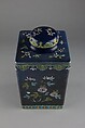 Tea caddy with flowers, Porcelain with polychrome enamels over a blue ground (Jingdezhen ware), China