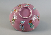 Bowl with the Eight Immortals, Porcelain painted in overglaze polychrome enamels over engraved pink ground (Jingdezhen ware), China