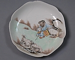 Saucer, Moulded porcelain painted in overglaze polychrome enamels, China