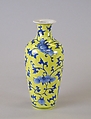 Vase, Porcelain painted in underglaze blue and overglaze yellow enamel, China