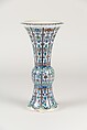 Vase, Porcelain painted in underglaze cobalt blue and overglaze polychrome enamels (Jingdezhen ware), China