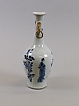 Vase with ladies and plants, Porcelain painted in underglaze cobalt blue with gold pigment (Jingdezhen ware), China