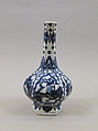 Hexagonal vase with ladies, plants, and landscape, Porcelain painted in underglaze cobalt blue (Jingdezhen ware), China