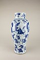 Vase with mounted hunters, Porcelain painted in underglaze cobalt blue (Jingdezhen ware), China