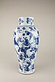 Vase with mounted hunters, Porcelain painted in underglaze cobalt blue (Jingdezhen ware), China