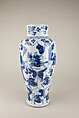 Vase with mounted hunters, Porcelain painted in underglaze cobalt blue (Jingdezhen ware), China