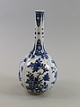Vase with flowers, Porcelain painted in underglaze cobalt blue (Jingdezhen ware), China