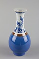 Vase with flowers and rocks, Porcelain painted in underglaze cobalt blue, with brown and blue glazes (Jingdezhen ware), China