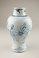 Vase with scholars in a garden, Porcelain painted in underglaze cobalt blue (Jingdezhen ware), China