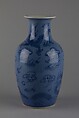 Vase with dragons, Porcelain painted in cobalt blue under light blue glaze (Jingdezhen ware), China