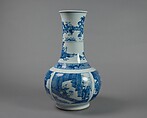 Vase with scenes from Romance of the West Chamber, Porcelain painted in cobalt blue under transparent glaze (Jingdezhen ware), China