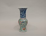 Vase with phoenixes amid flowers, Porcelain painted in underglaze cobalt blue and overglaze polychrome enamels (Jingdezhen ware), China