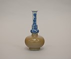 Gourd-form bottle vase, Porcelain painted in underglaze cobalt blue, with café-au-lait glaze (Jingdezhen ware), China