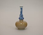 Gourd-form bottle vase, Porcelain painted in underglaze cobalt blue, with café-au-lait glaze (Jingdezhen ware), China