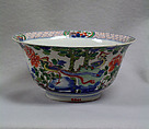 Bowl with geese, Porcelain painted in underglaze blue and overglaze enamels, China