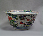 Bowl with geese, Porcelain painted in underglaze blue and overglaze enamels, China