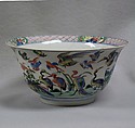 Bowl with geese, Porcelain painted in underglaze blue and overglaze enamels, China