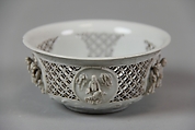 Cup, Porcelain with low- and high-relief and pierced decoration, in the biscuit and under a clear glaze, China
