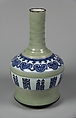 Vase with characters fortune (fu) and longevity (shou), Porcelain painted in underglaze cobalt blue, with celadon glaze (Jingdezhen ware), China