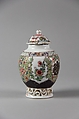 Covered jar with floral pattern, Porcelain painted in overglaze polychrome enamels (Jingdezhen ware), China