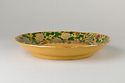 Dish with flowers, Porcelain painted in polychrome enamels over yellow glaze (Jingdezhen ware), China