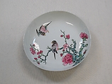 Saucer with birds and flowers, Porcelain painted in overglaze polychrome enamels (Jingdezhen ware), China