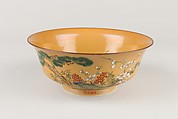 Bowl with flowers, Porcelain painted in polychrome enamels over café-au-lait glaze (Jingdezhen ware), China