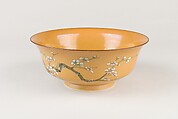 Bowl with flowers, Porcelain painted in polychrome enamels over café-au-lait glaze (Jingdezhen ware), China