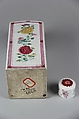 Covered square bottle with flowers, Porcelain painted in overglaze polychrome enamels (Jingdezhen ware), China