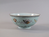 Bowl with eight Buddhist treasures, Porcelain painted in polychrome enamels over a celadon glaze (Jingdezhen ware), China