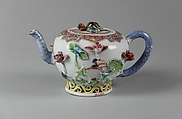 Teapot with lotus, Porcelain with relief decoration and painted in overglaze polychrome enamels (Jingdezhen ware), China