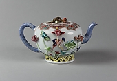 Teapot with lotus, Porcelain with relief decoration and painted in overglaze polychrome enamels (Jingdezhen ware), China