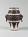 Vase with archaistic decoration, Porcelain with crackled glaze and brown biscuit-relief decoration simulating bronze (Jingdezhen ware), China