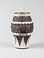 Vase with archaistic decoration, Porcelain with crackled glaze and brown biscuit-relief decoration simulating bronze (Jingdezhen ware), China