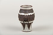 Vase with archaistic decoration, Porcelain with crackled glaze and brown biscuit-relief decoration simulating bronze (Jingdezhen ware), China